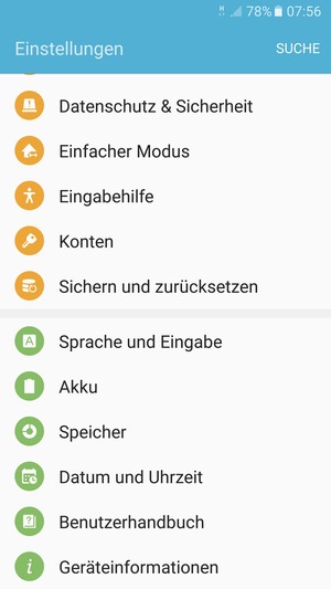 Scrollen Sie und wählen Sie Akku