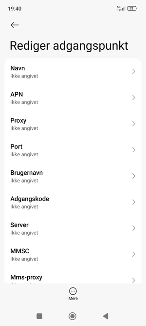 Indtast internet-oplysninger