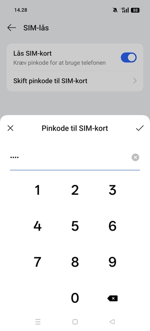 Bekræft din nye Pinkode til SIM-kort og vælg OK