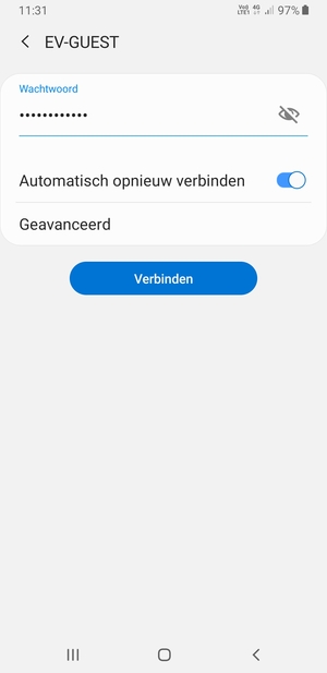 Voer het WiFi-wachtwoord in en selecteer Verbinden