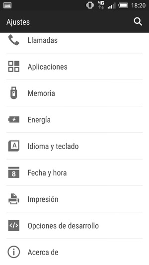 Desplácese y seleccione Acerca de