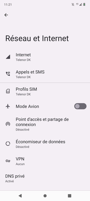 Sélectionnez Profils SIM