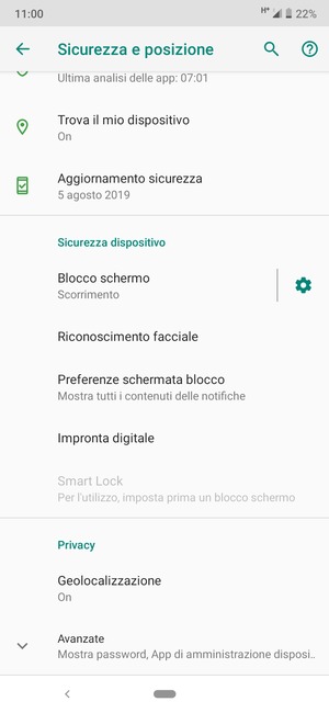 Scorri e seleziona Geolocalizzazione