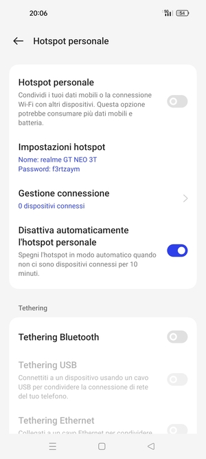 Seleziona Impostazioni hotspot