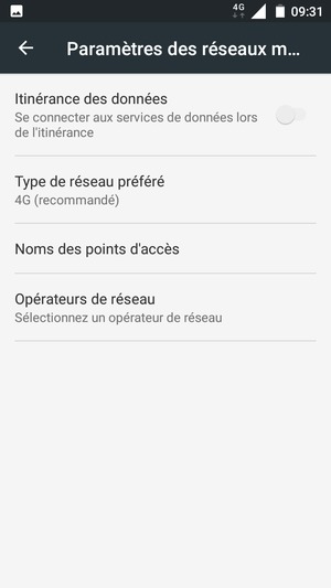Pour changer de réseau en cas de problèmes de réseau, sélectionnez Opérateurs de réseau