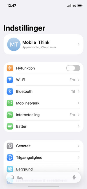 Vælg Apple-konto, iCloud m.m.