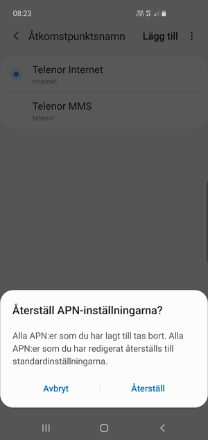 Välj Återställ