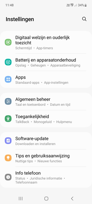 Scroll naar en selecteer Software-update