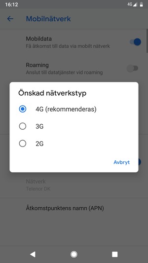 Tryck på ditt föredragna alternativ