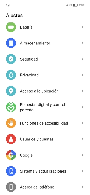 Desplácese y seleccione Sistema y actualizaciones