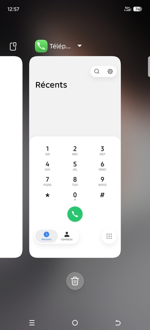 Sélectionnez l'icône Supprimer pour fermer toutes les applis en cours d'exécution