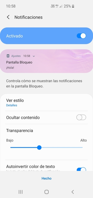 Seleccione la opciones deseada y seleccione Hecho