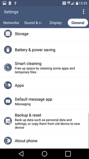 Scroll to and select Backup & reset