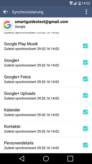 Stellen Sie sicher, dass Kontakte ausgewählt ist