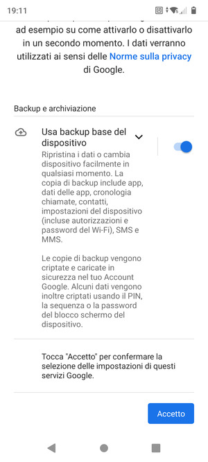 Seleziona Accetto