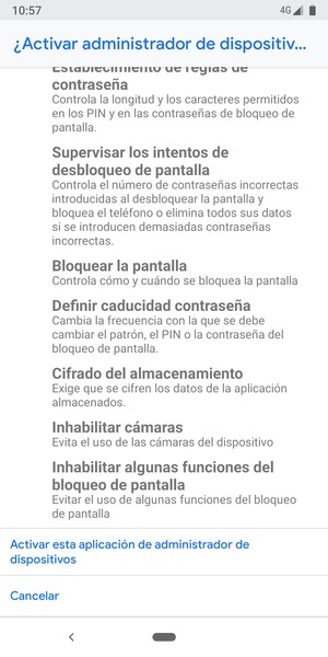 Desplácese y seleccione Activar esta aplicación de administrador de dispositivos