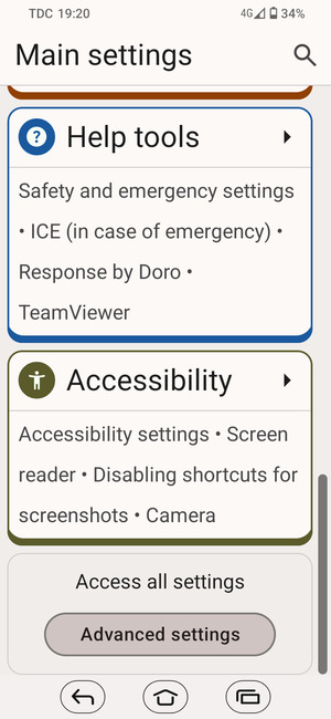 Scroll to and select Advanced settings