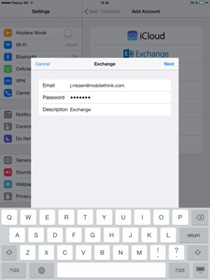 Enter your Exchange email information and select Next