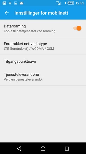 Slå Dataroaming på eller av