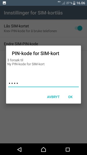 Skriv inn Ny PIN-kode for SIM-kort og velg OK