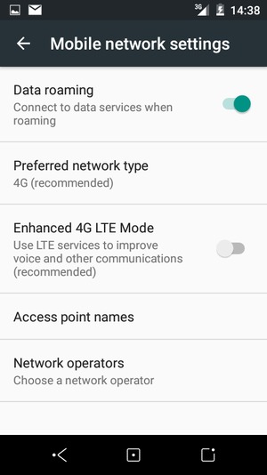 Turn Data roaming on or off