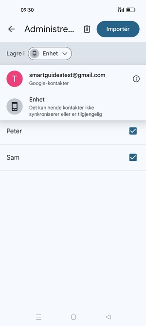 Velg din Google-konto