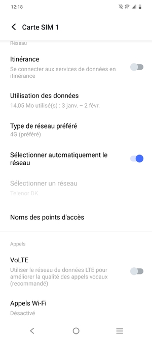 Faites défiler et sélectionnez Noms des points d'accès