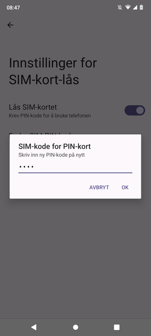 Bekreft din nye PIN-kode og velg OK