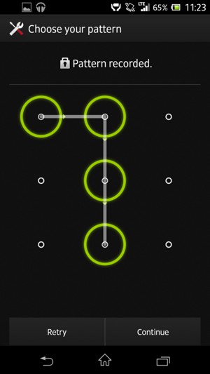 Draw an unlock pattern and select Continue