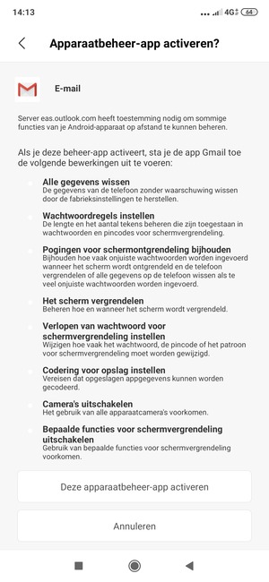Selecteer Deze apparaatbeheer-app activeren