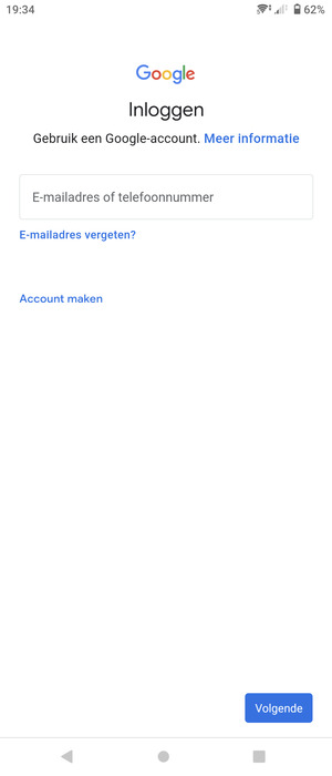 Voer uw Gmail adres in en selecteer Volgende