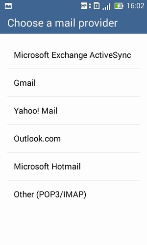 Select Gmail or Microsoft Hotmail