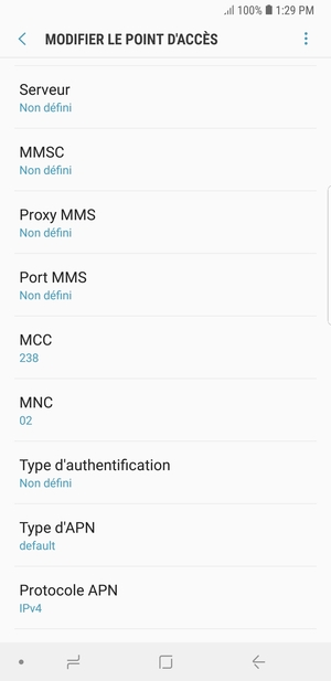 Faites défiler vers le bas et saisissez les informations MMS