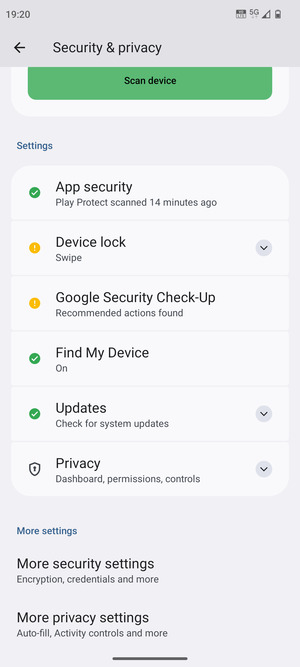 To change the PIN for the SIM card, go to the Security & privacy menu and select More secutiry settings