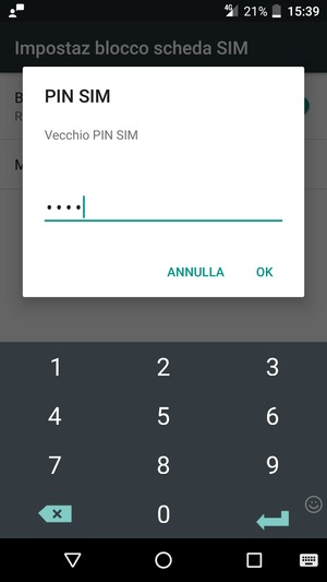 Inserisci Vecchio PIN SIM e seleziona OK
