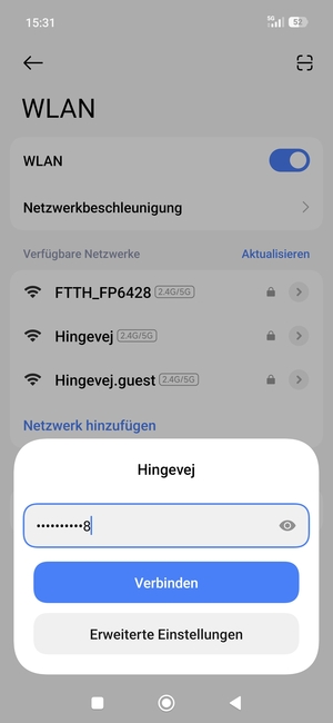 Geben Sie das WLAN-Passwort ein und wählen Sie Verbinden