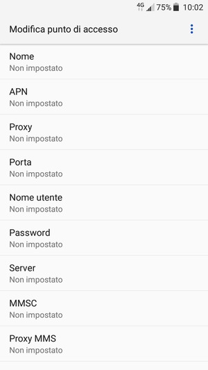 Inserisci le informazioni di Internet