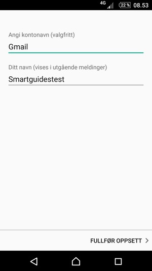 Gi kontoen din et navn, og skriv inn navnet ditt. Velg FULLFØR OPPSETT