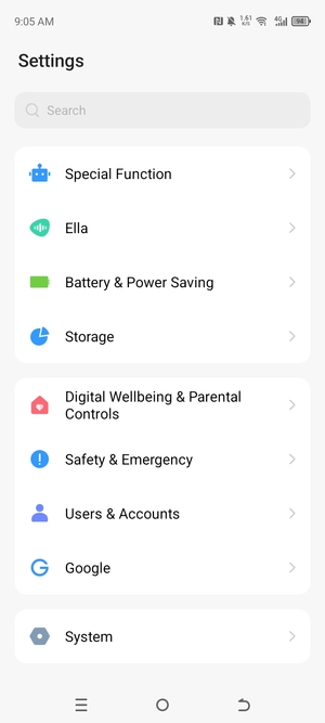 Return to the Settings menu and select Users & Accounts