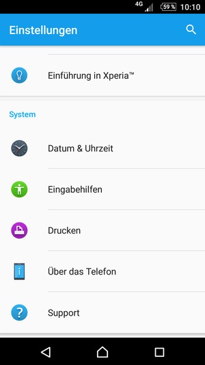 Scrollen Sie und wählen Sie Über das
Telefon