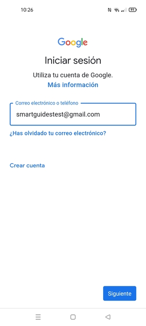 Introduzca su dirección de Gmail y seleccione Siguiente