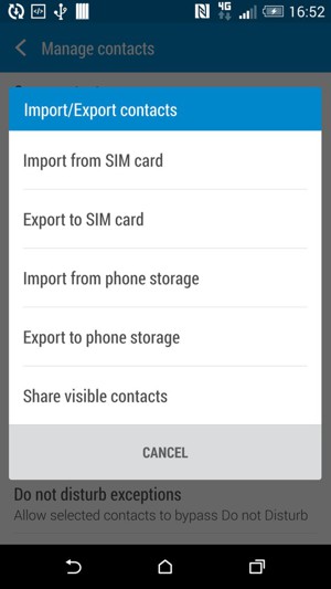 Select Import from SIM card
