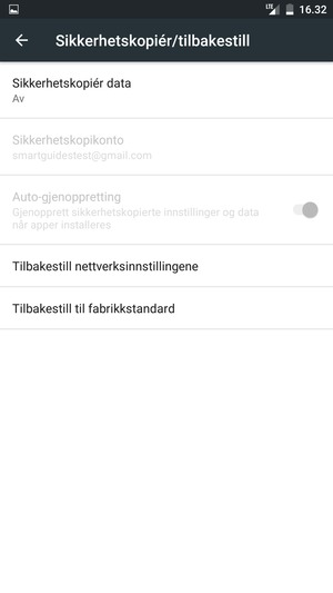 Velg Sikkerhetskopiér data