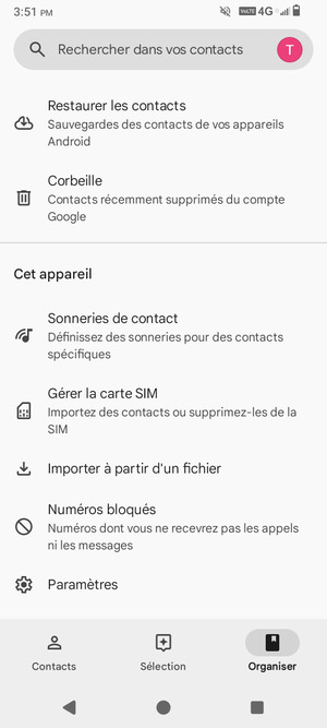 Faites défiler et sélectionnez Gérer la carte SIM
