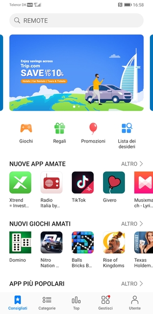 Seleziona la barra di ricerca