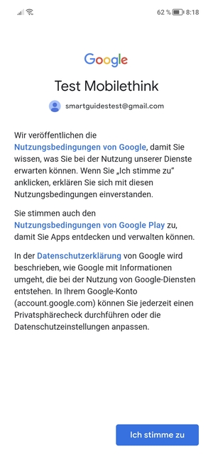 Wählen Sie Ich stimme zu