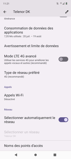 Faites défiler et sélectionnez Noms des points d'accès