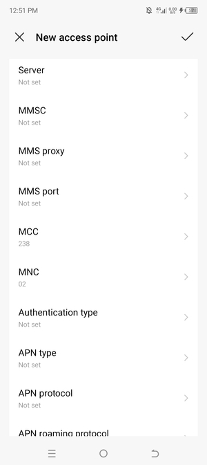 Scroll down and enter MMS information