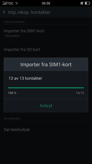 Kontaktene er nå lagt til din OPPO