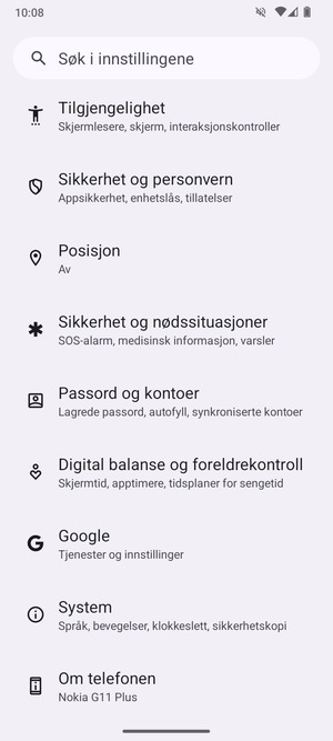 Bla til og velg Sikkerhet og personvern